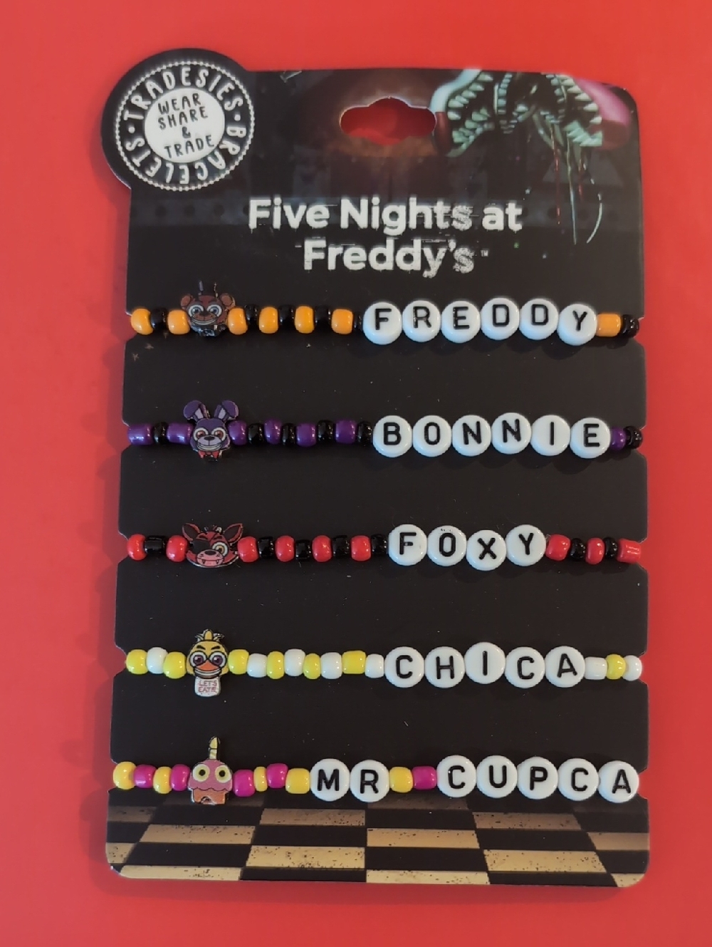 Five Nights At Freddy's Character Beaded Bracelet Set - NEW
